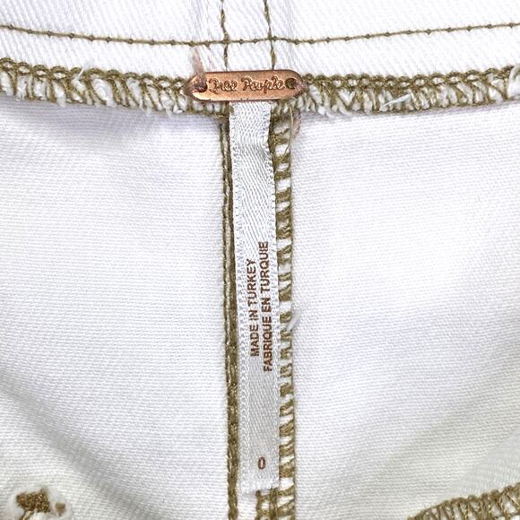 Free People Cindy High Waist Paper Bag Shorts Womens 0 White Button Fly Utility - Picture 3 of 8